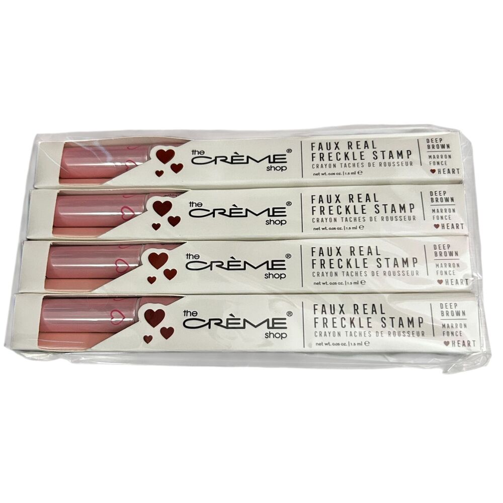 4 The Crème Shop Faux Real Freckle Stamp & Eyeliner Pens Deep Brown Heart NIB